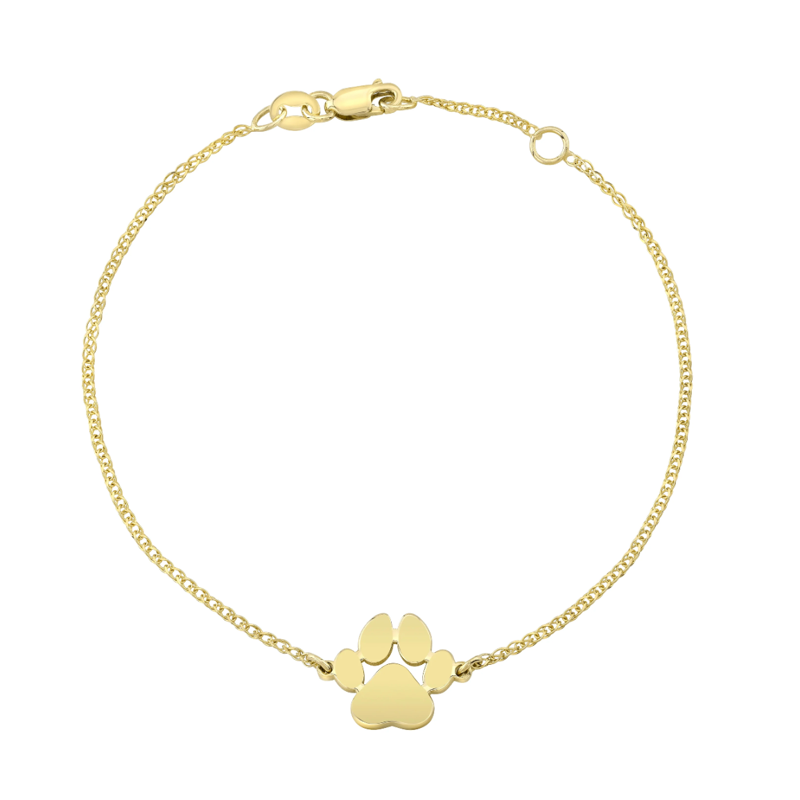 14K GOLD FLOATING DOG PAW PRINT BRACELET