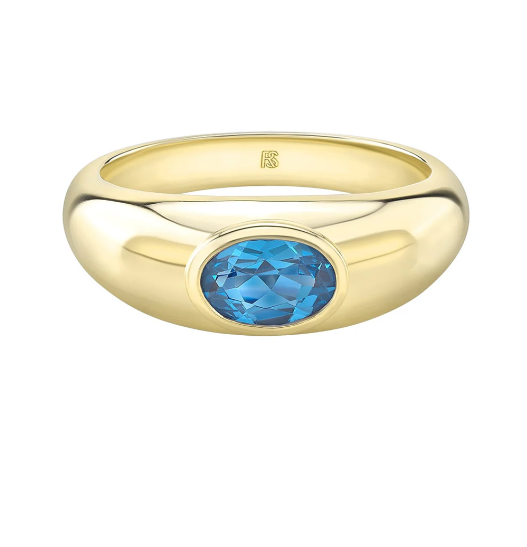 14K GOLD BEZEL SET DOME RING