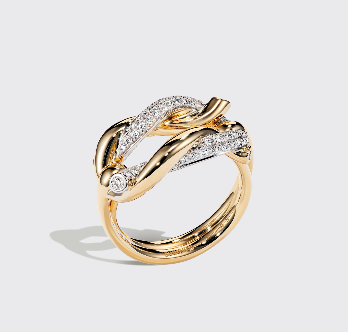 Jumbo Half Diamond Ties Buckle Ring