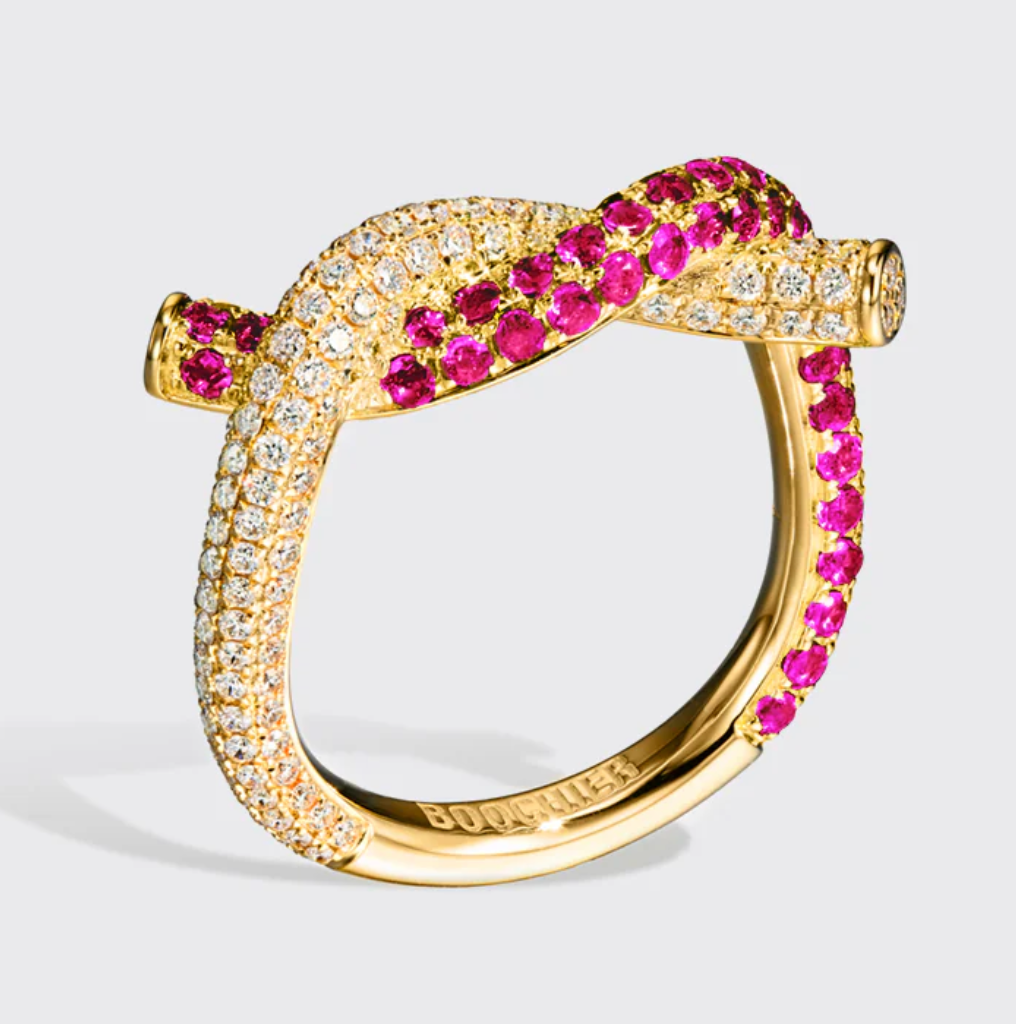 PINK SAPPHIRE & DIAMOND TIES RING