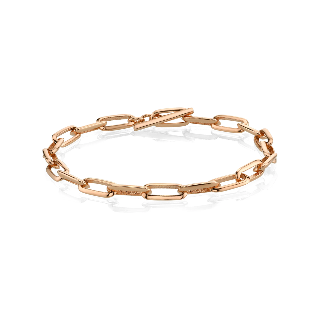KNIFE EDGE OVAL LINK CHAIN BRACELET