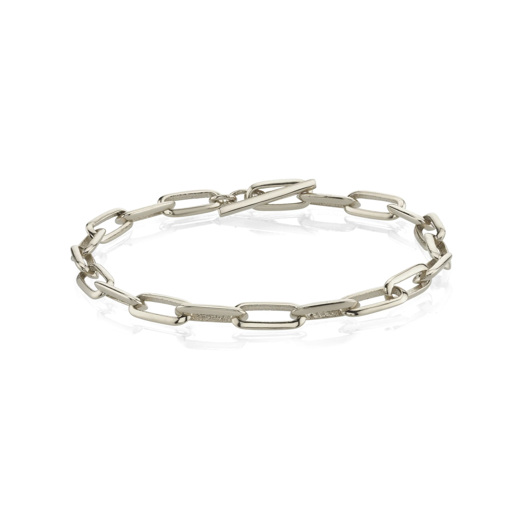 KNIFE EDGE OVAL LINK CHAIN BRACELET
