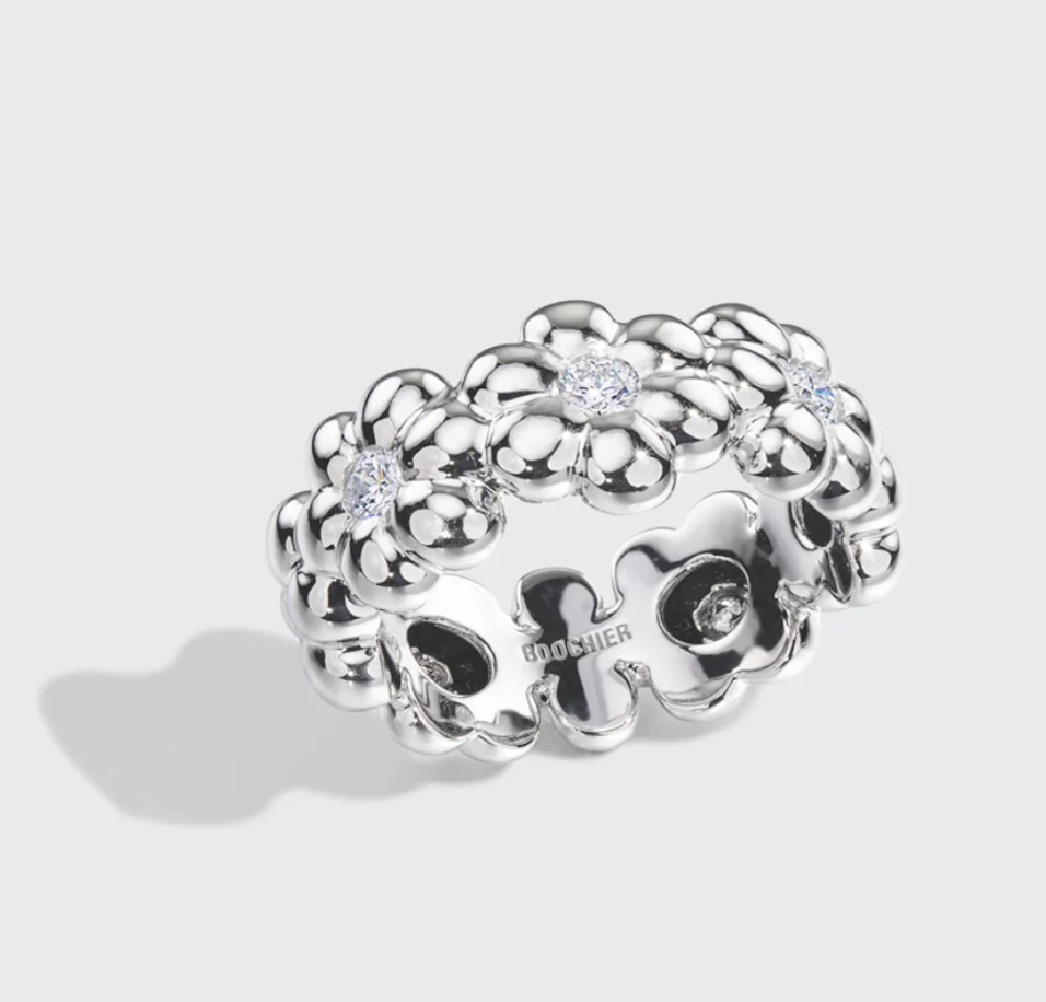 DIAMOND FLOWER PUFF RING