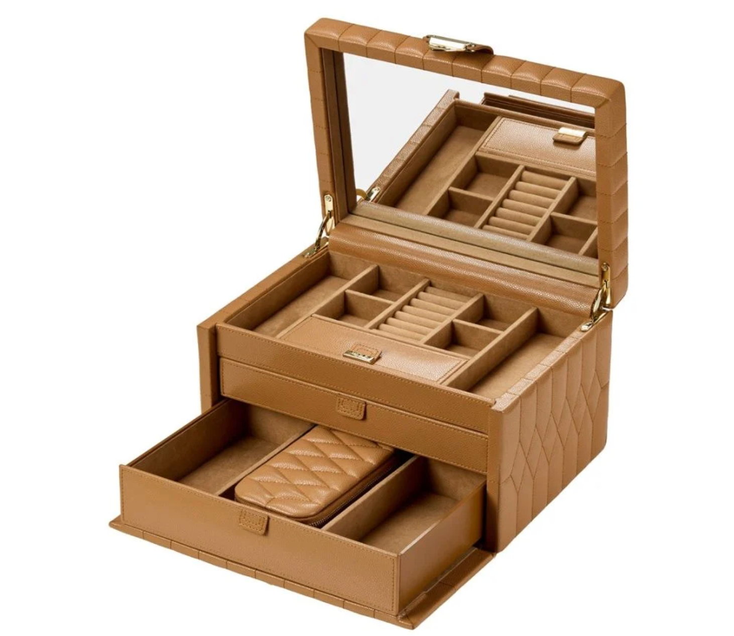 Lauren Medium Jewelry Box in Caramel