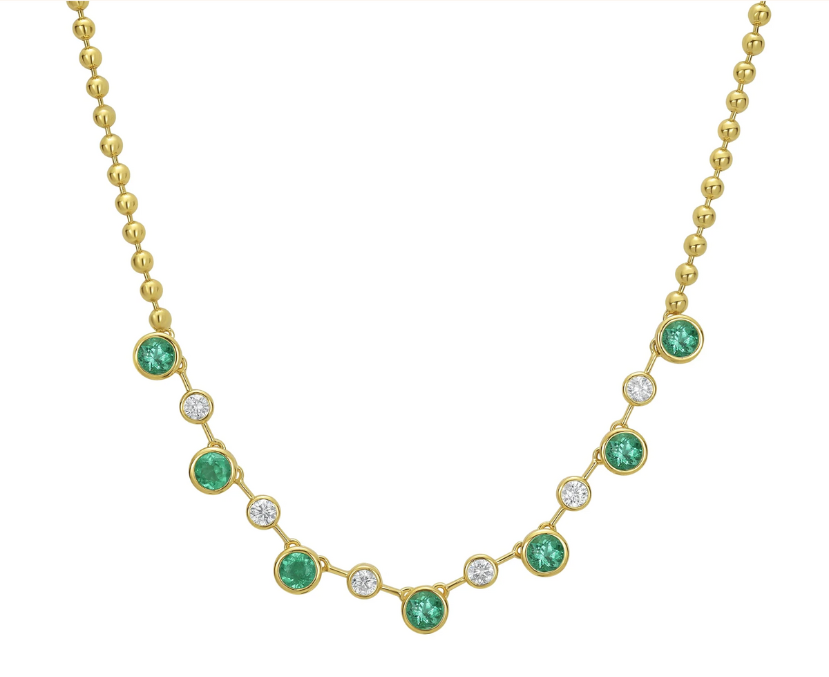 Mia Emerald and Diamond Fringe Necklace