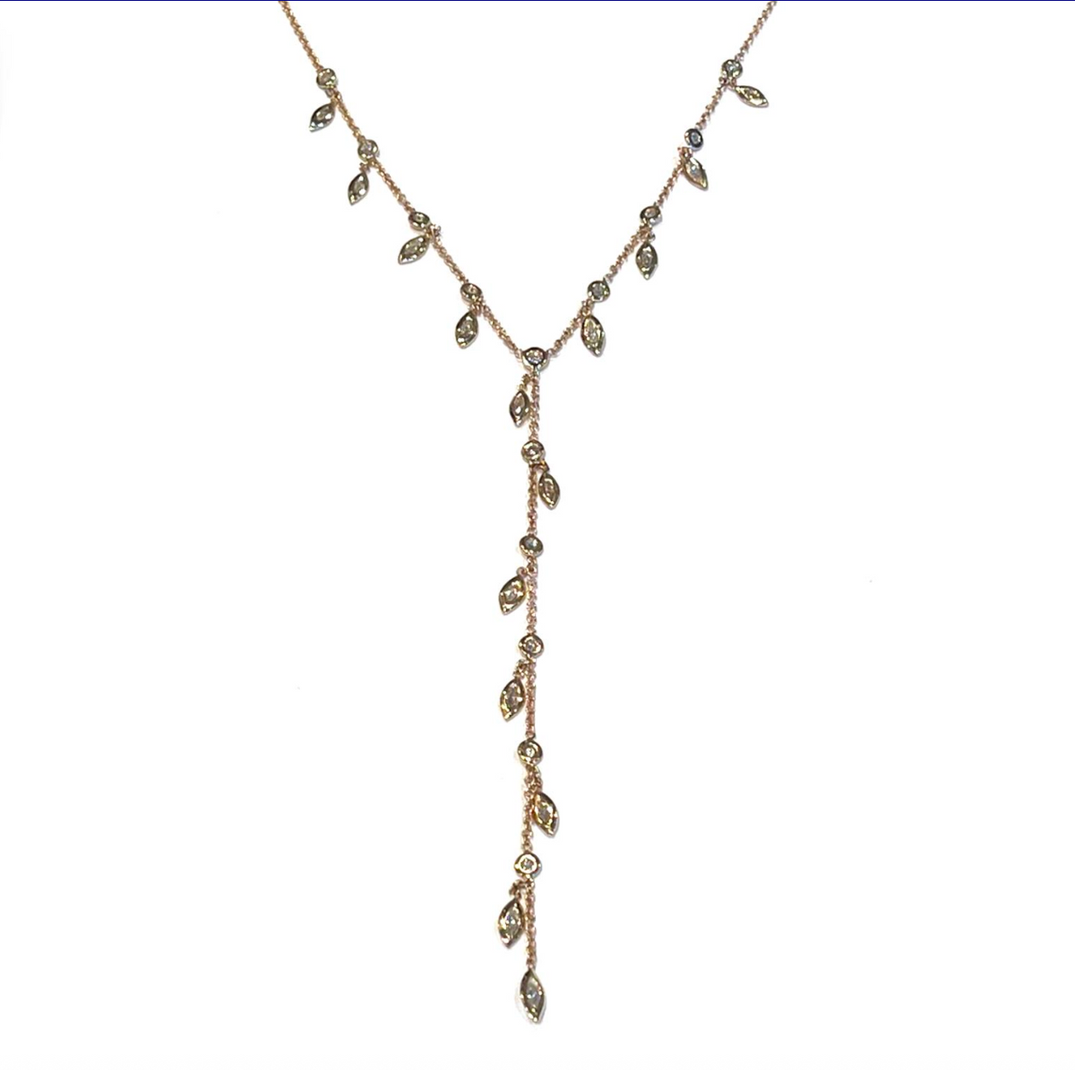 ROUND + MARQUISE DIAmond SHAKER Y NECKLACE