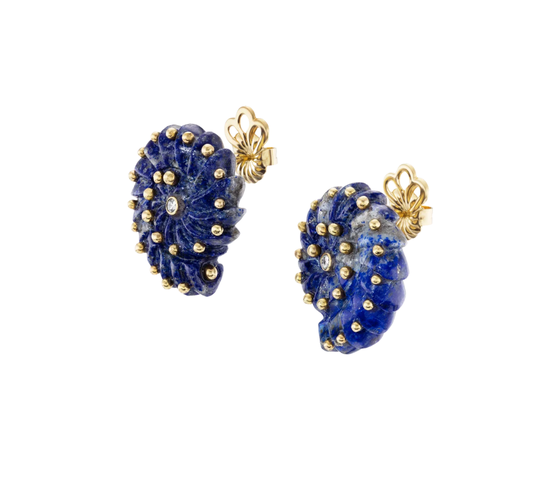 Carved Stone Ammonite Earrings