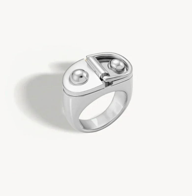 Signet Silver Rivet Ring Sm
