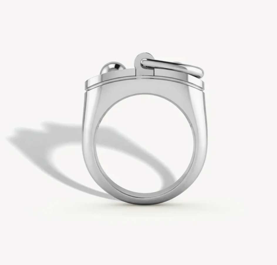 Large Signet Silver Rivet Ring