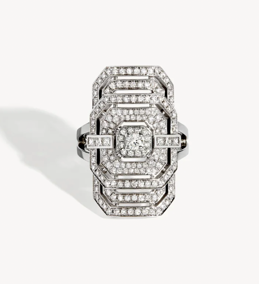 large MY WAY DIAMONDS & 18K white GOLD ring