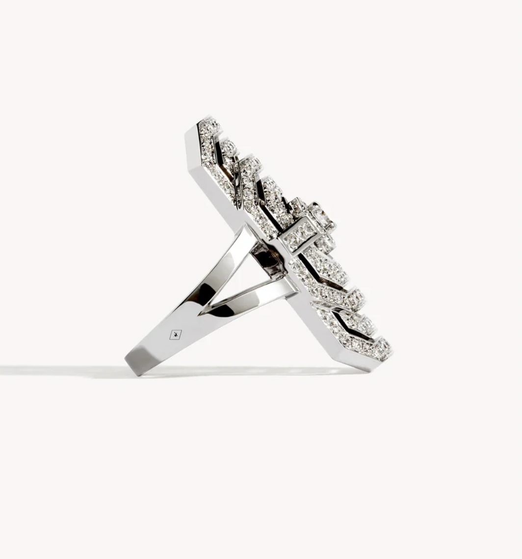 large MY WAY DIAMONDS & 18K white GOLD ring