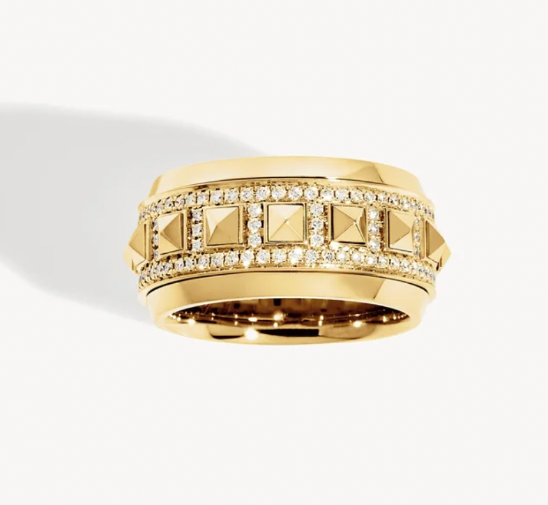 ROCKAWAY SPINNER HALF PAVED & 18K YELLOW GOLD ring