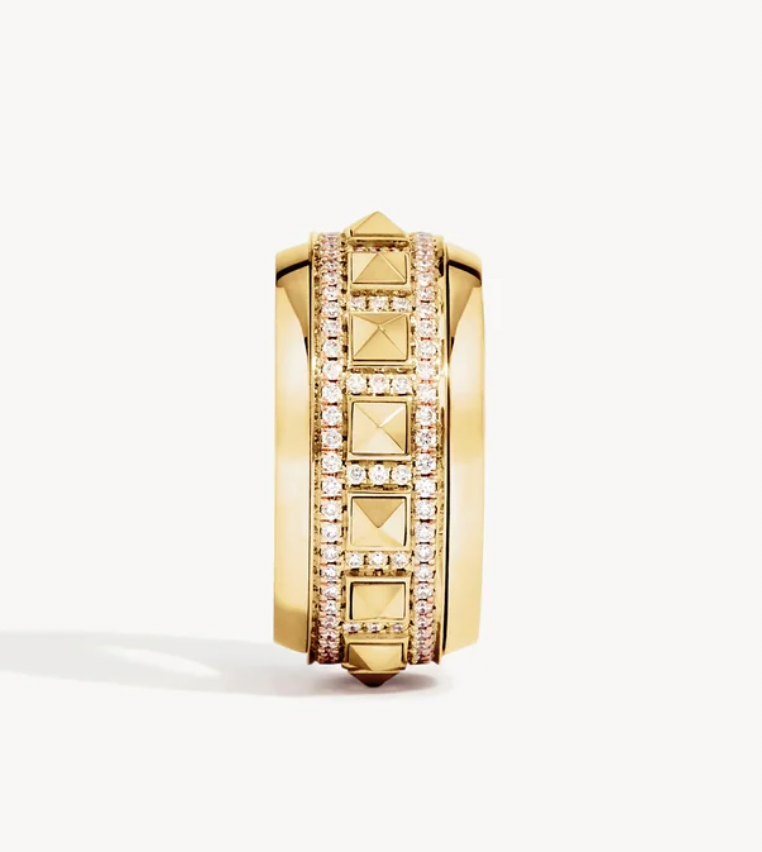 ROCKAWAY SPINNER HALF PAVED & 18K YELLOW GOLD ring