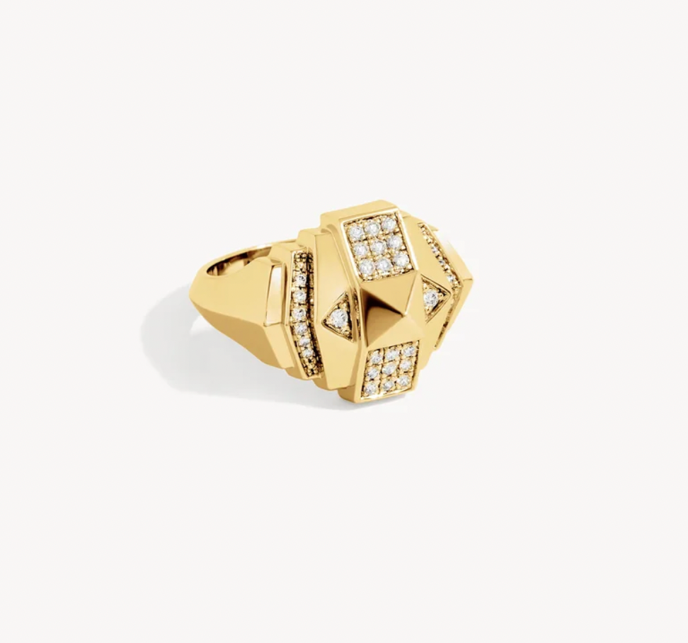 ROCKAWAY MINI PYRAMID HALF PAVED RING