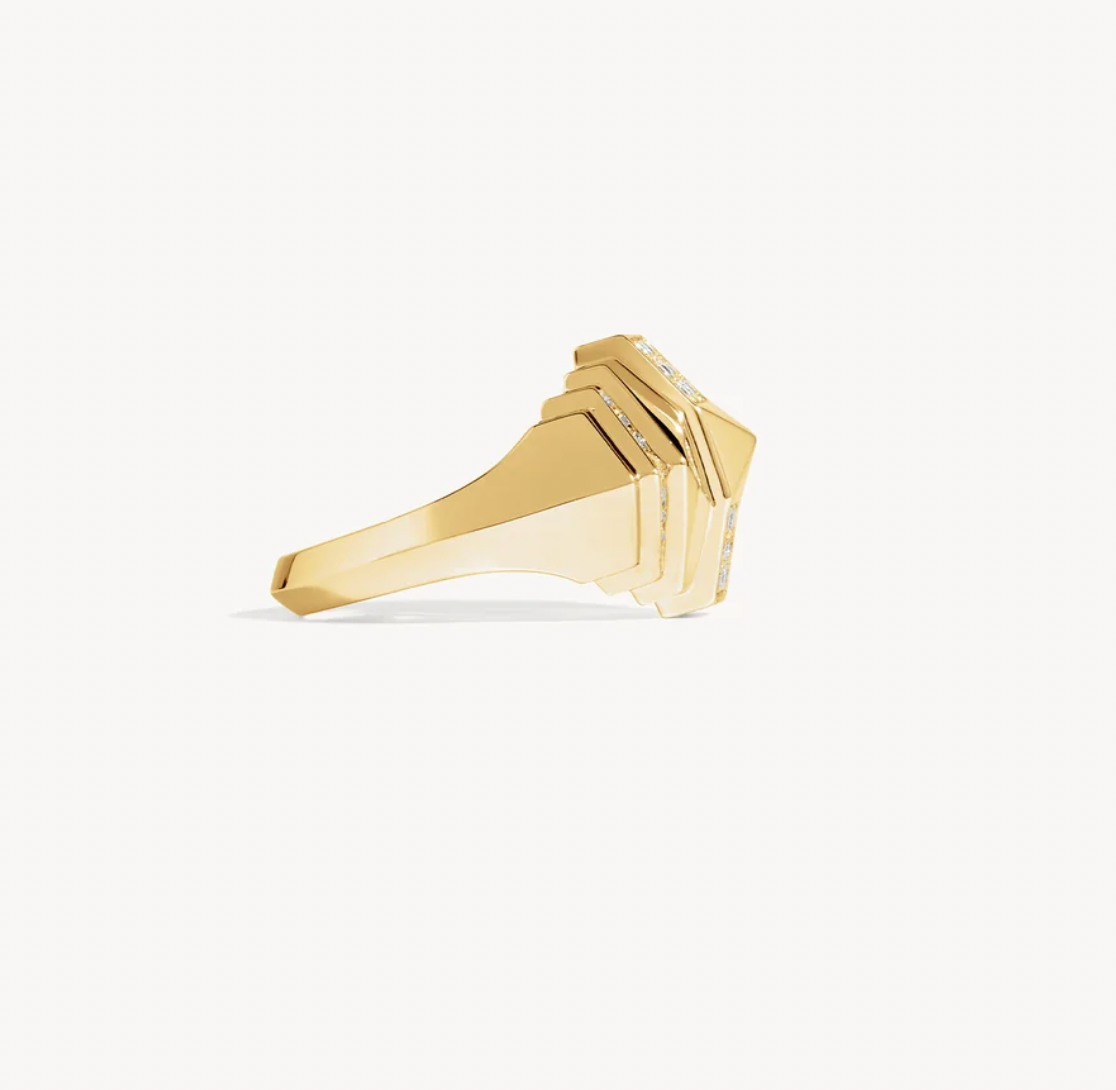 ROCKAWAY MINI PYRAMID HALF PAVED RING
