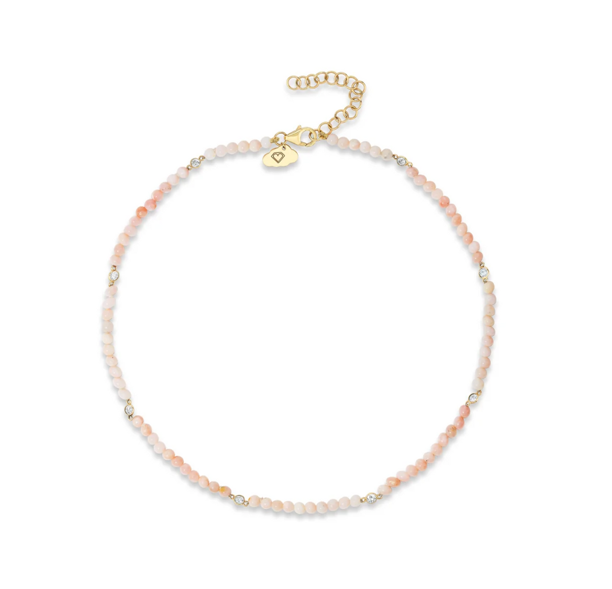 Pink Opal with Floating Diamonds Choker