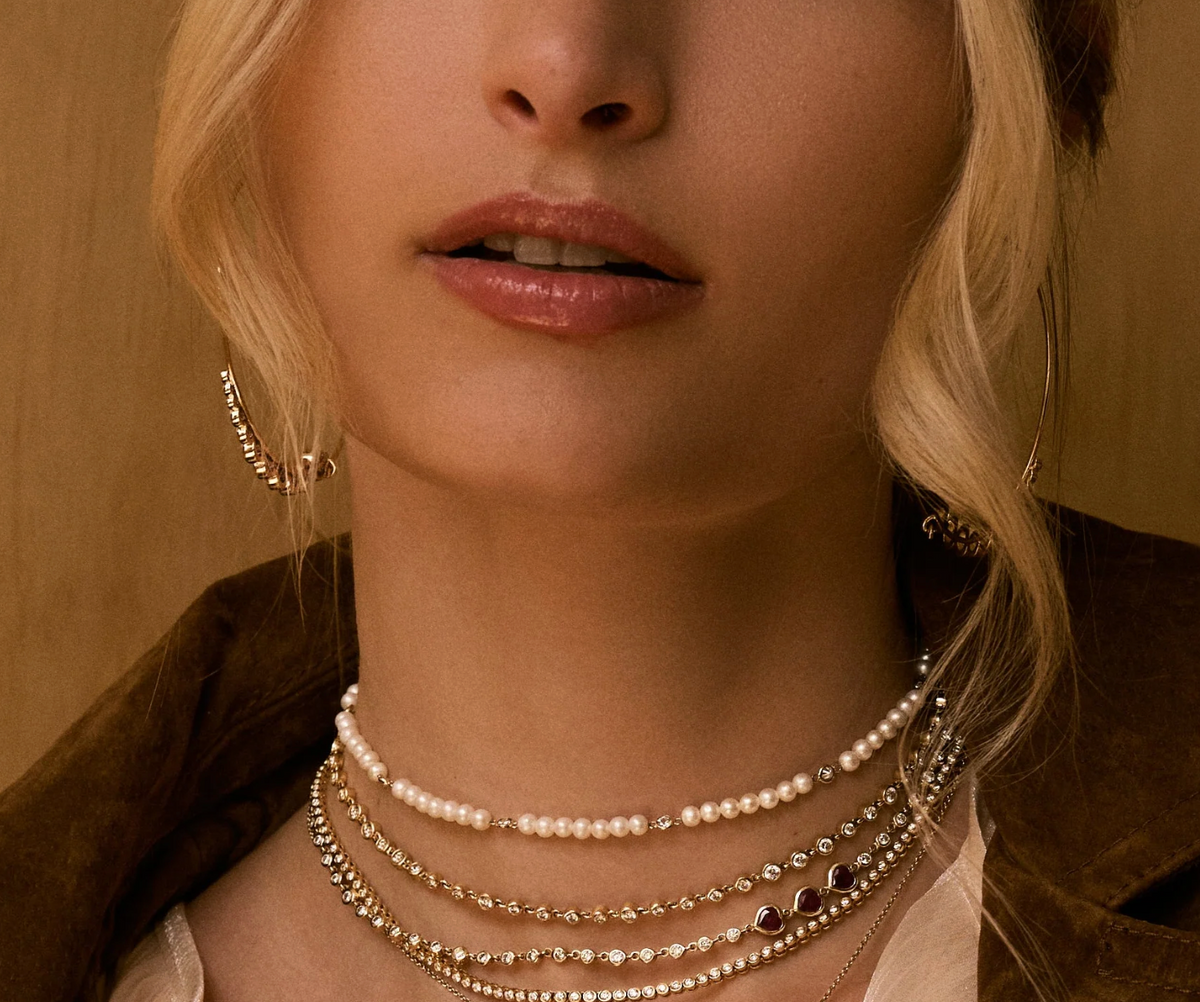 Tender Heart Diamond and Ruby Flux Line Necklace