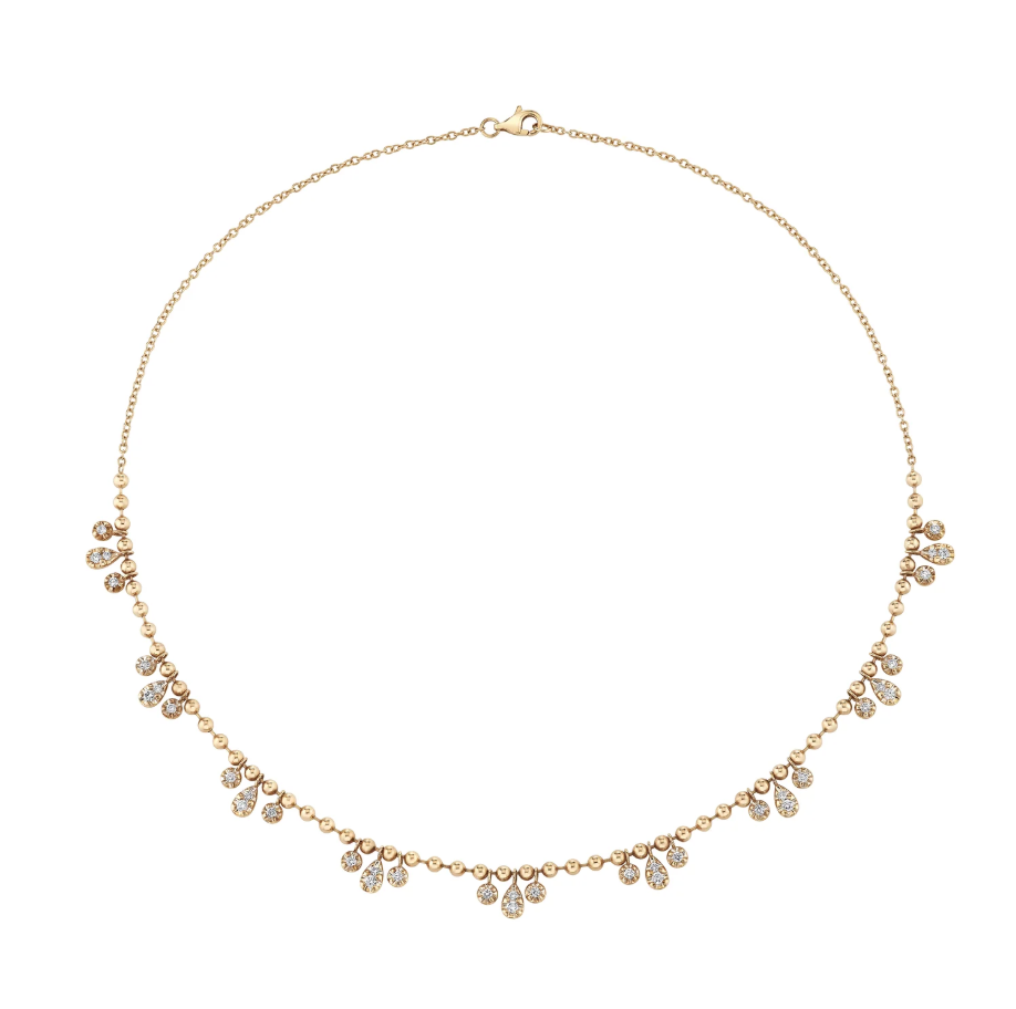 Trio Diamond Droplet Beaded Necklace
