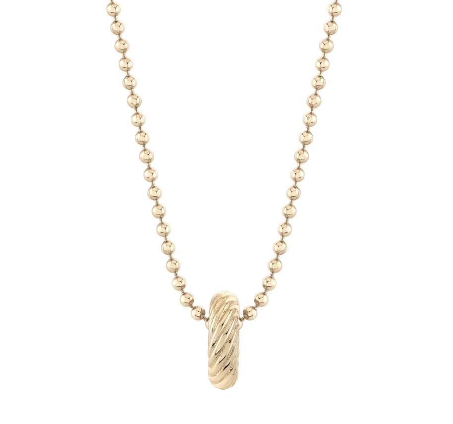Cruller Donut Gold Rondelle Bead