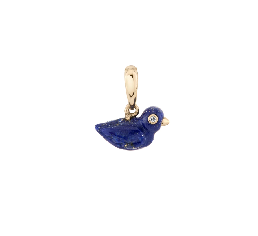 Lapis Baby Bird Charm