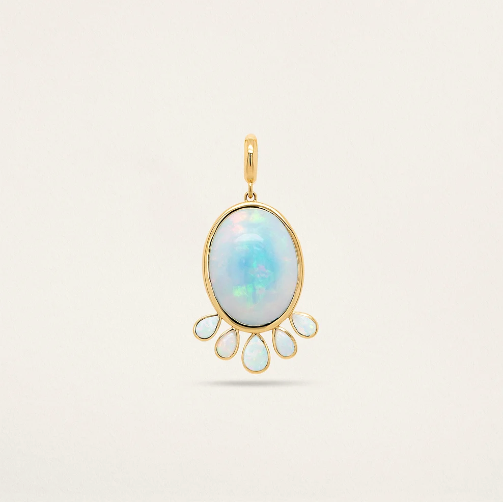 OVAL W/ PEAR FRINGE CHARM - OPAL