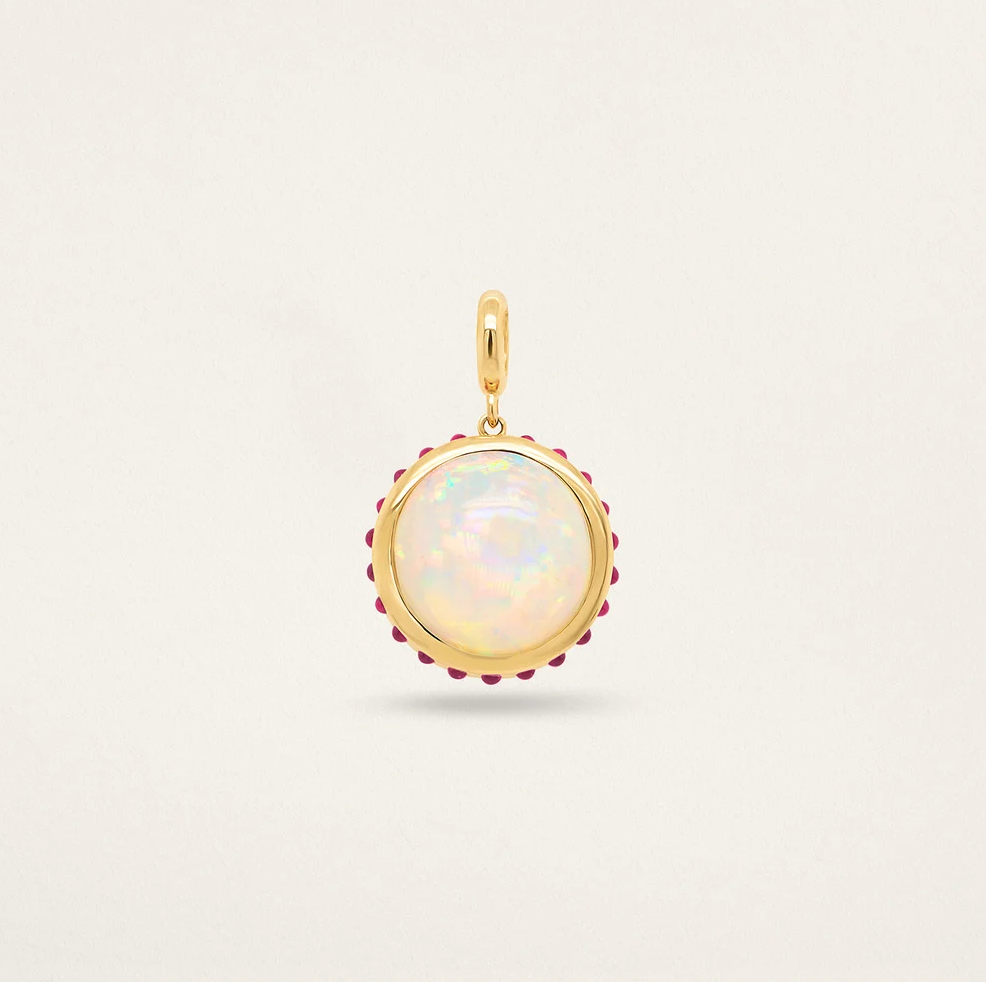 ROUND W/ BORDER CHARM - OPAL & RUBY