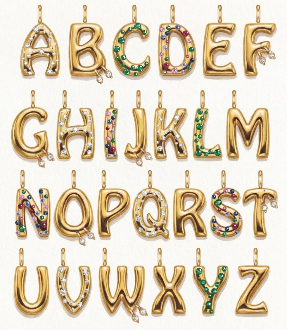 LETTER CHARM - DIAMOND W/ MATTE FINISH