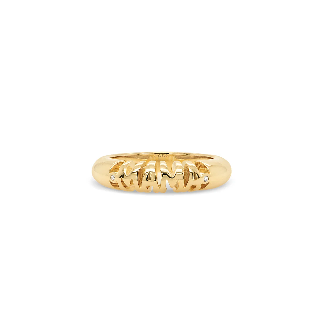 SKINNY INSCRIBED NOMAD RING - MAMA