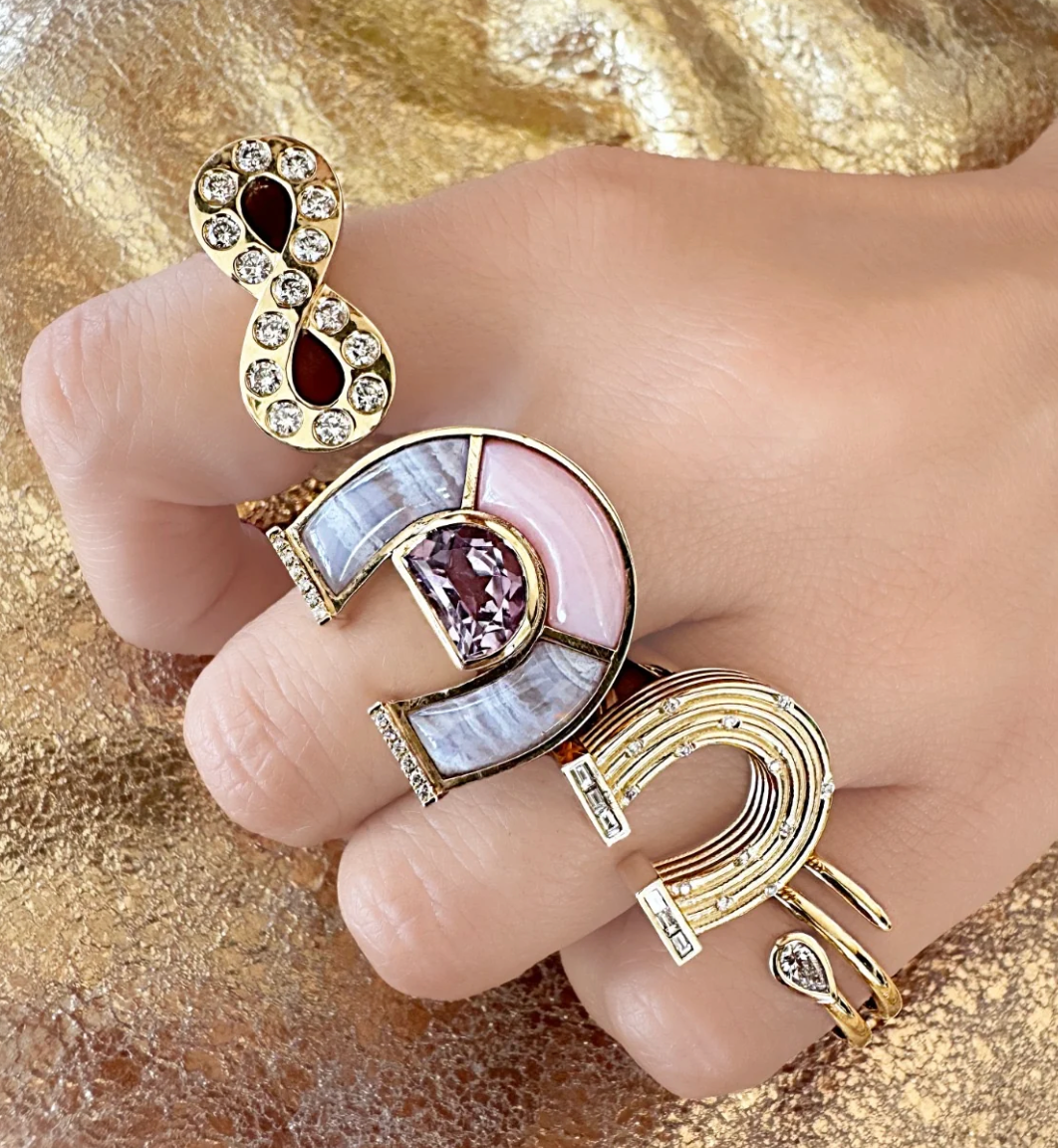 14K YG Jumbo Diamond Infinity Ring