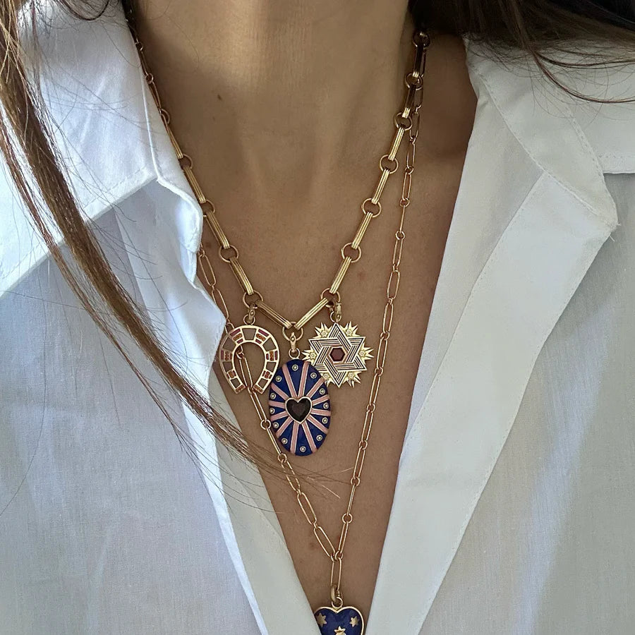 14K GOLD ELONGATED BOOK LINK HANDMADE ERNIE CHAIN