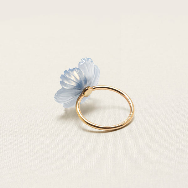 Paradise Flower Ring Small Chalcedony and Opal