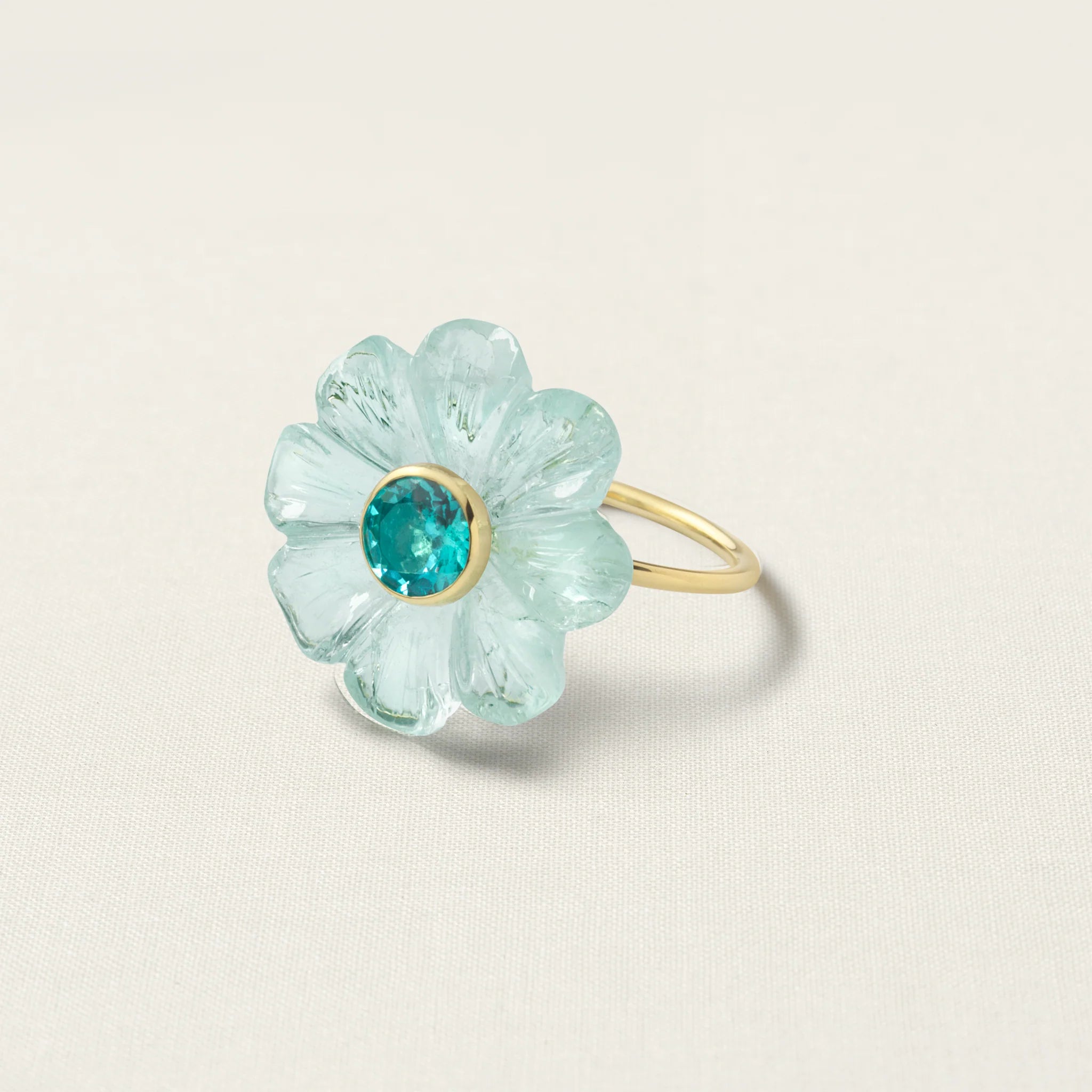 Daisy Flower Ring Small Aquamarine Apetite