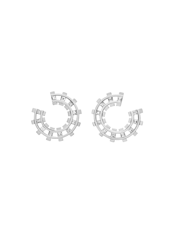 Railroad Diamond Loop Earrings