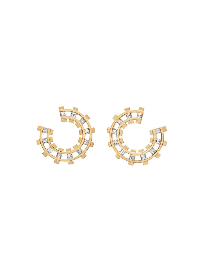 Railroad Diamond Loop Earrings