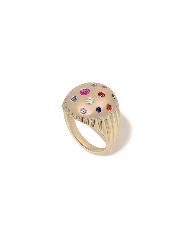 Toadstool confetti sapphire bombe ring