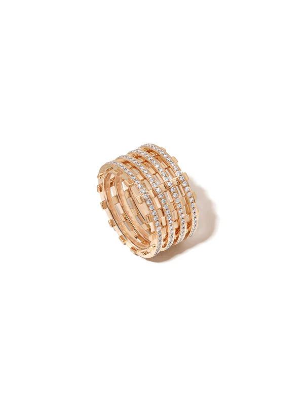 Railroad Twin Track Pave Ring