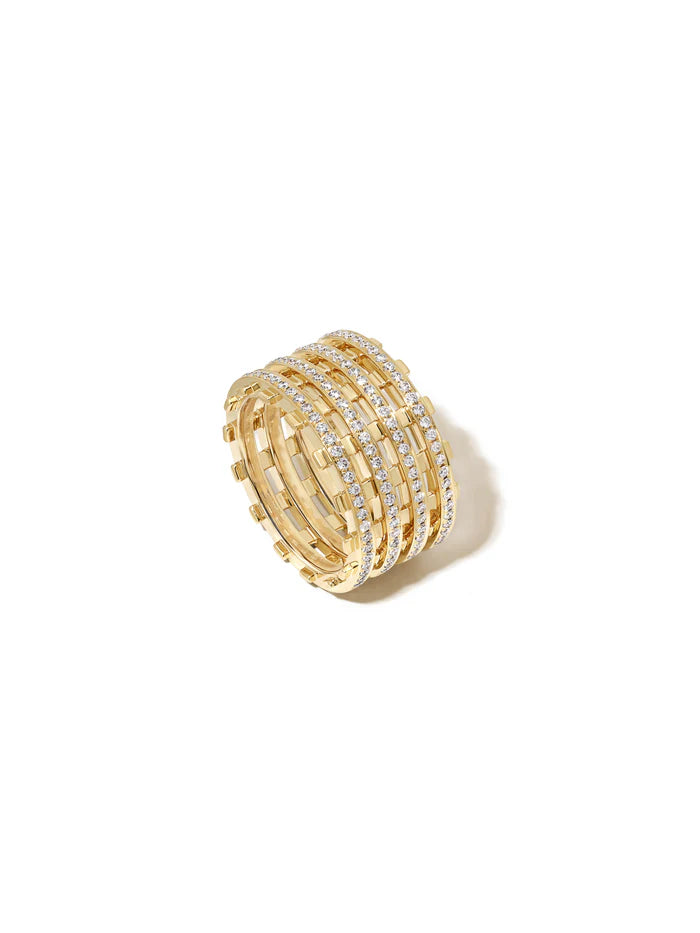 Railroad Twin Track Pave Ring