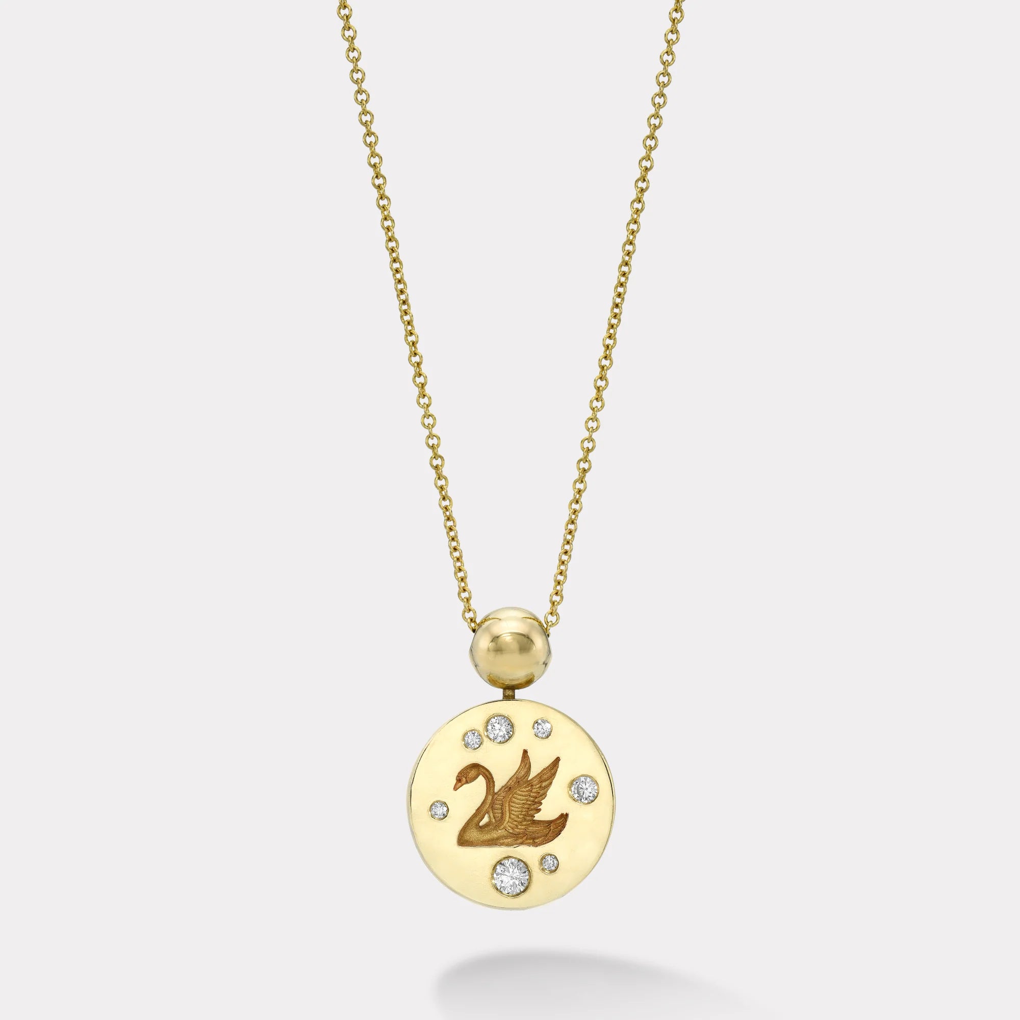 Fantasy Signet Pendant Necklace with Diamonds