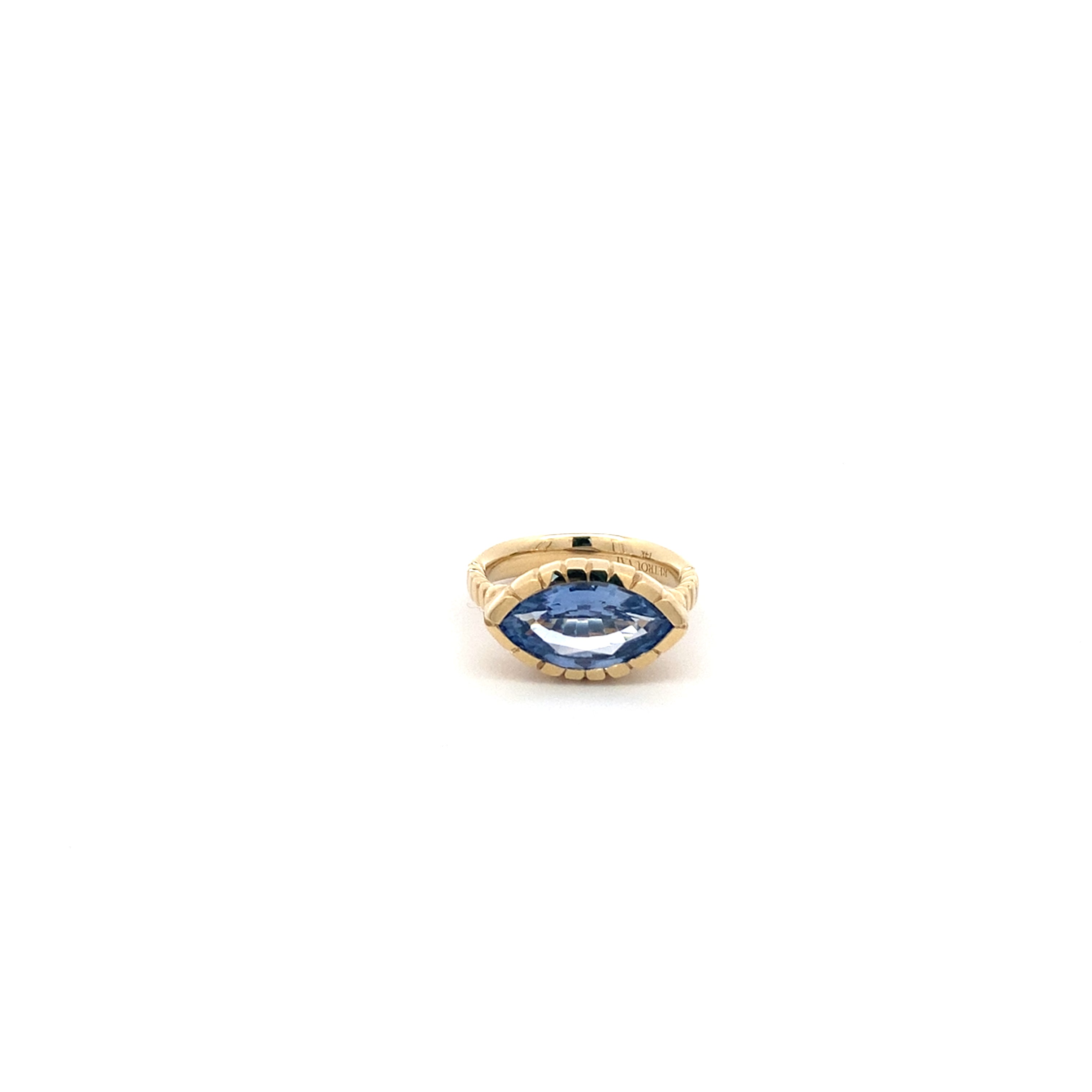 3.13ct Marquise Blue Sapphire Heirloom Bezel Ring