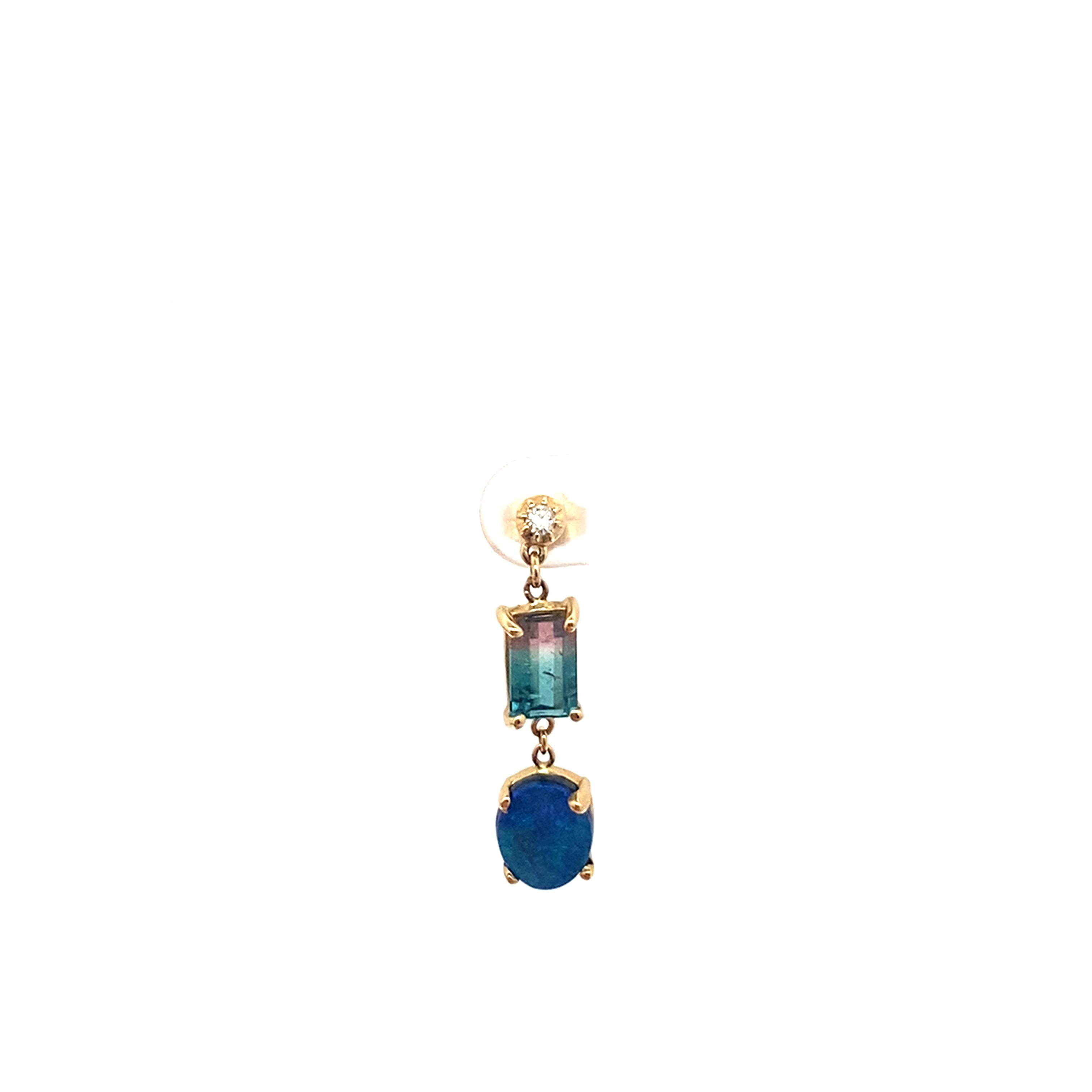 Yellow Gold Sophia Diamond + 2 Multi-Shape Gemstone Drop Stud