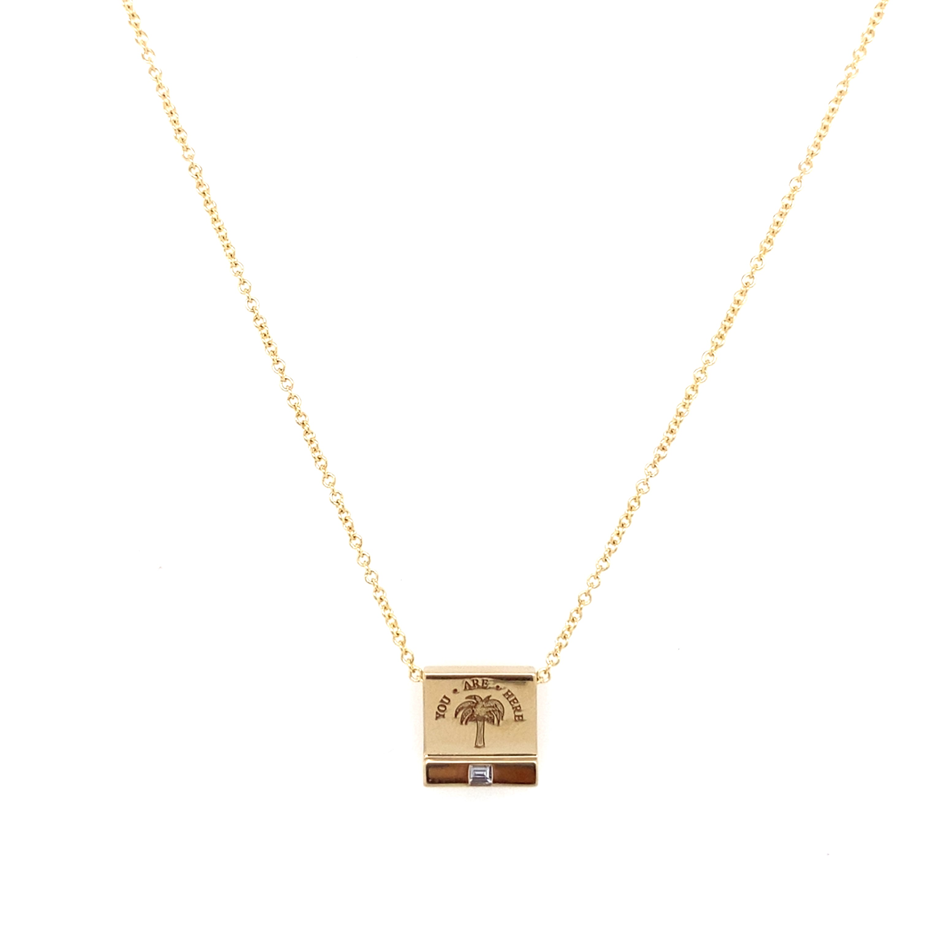 Petite Matchbook Pendant with .05ct Baguette Diamond