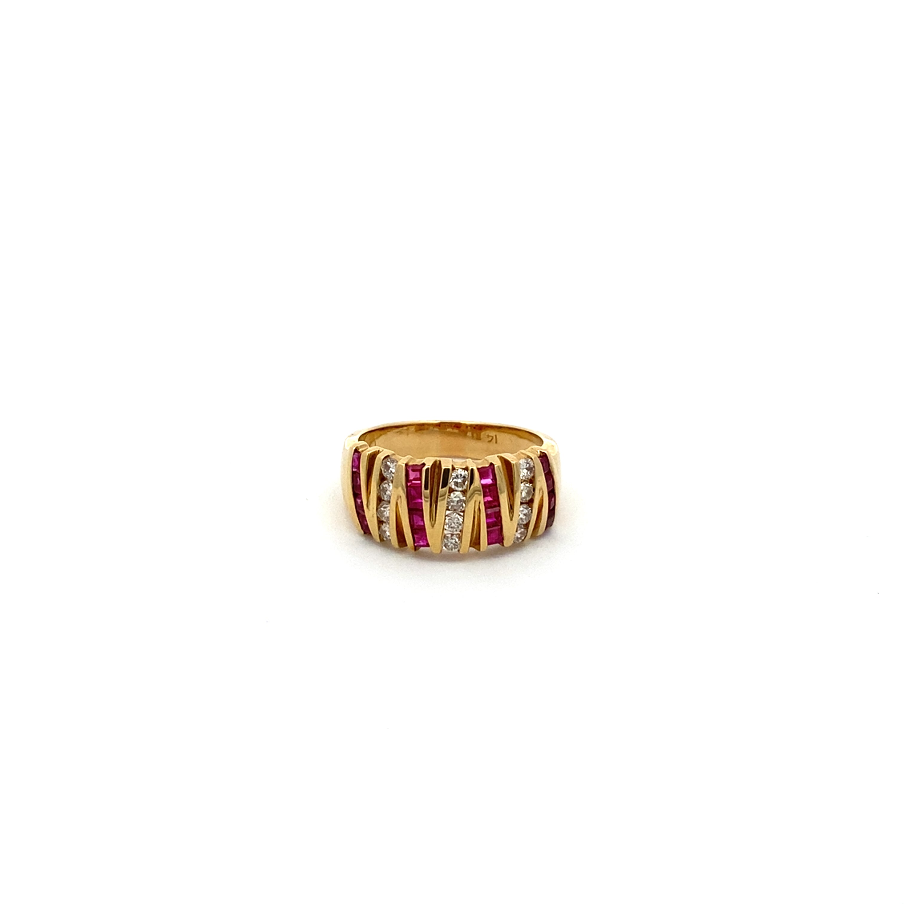 Vintage Diamond & Ruby 14k Gold Band