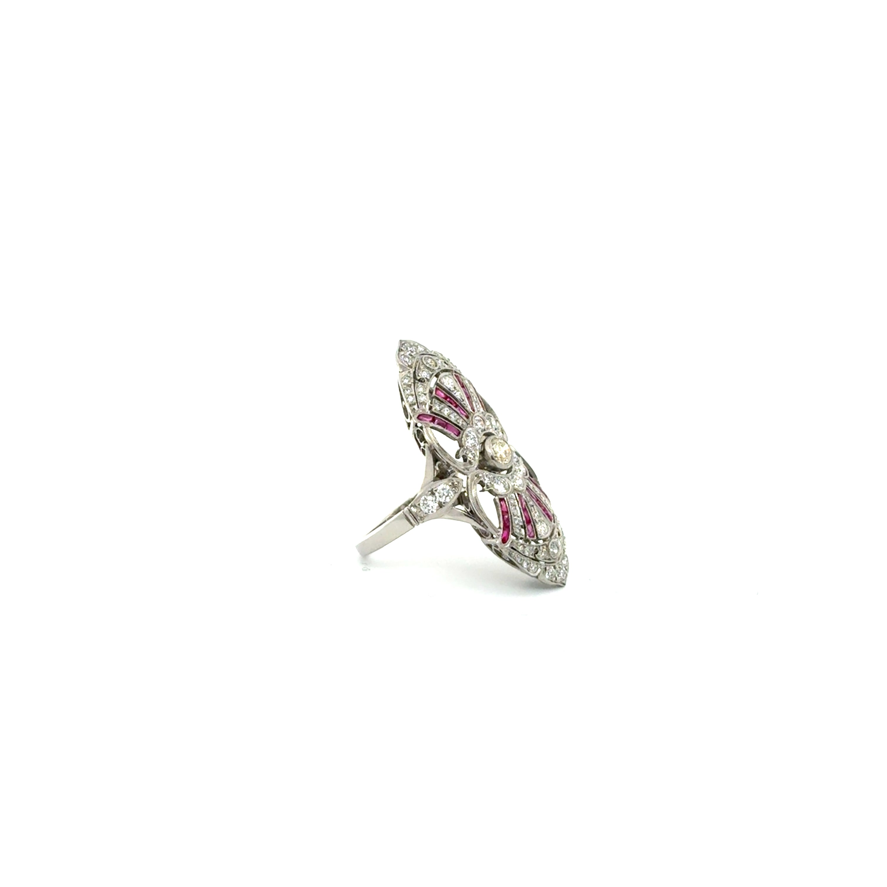 Vintage Euro Center Diamond and Ruby Handmade Ring