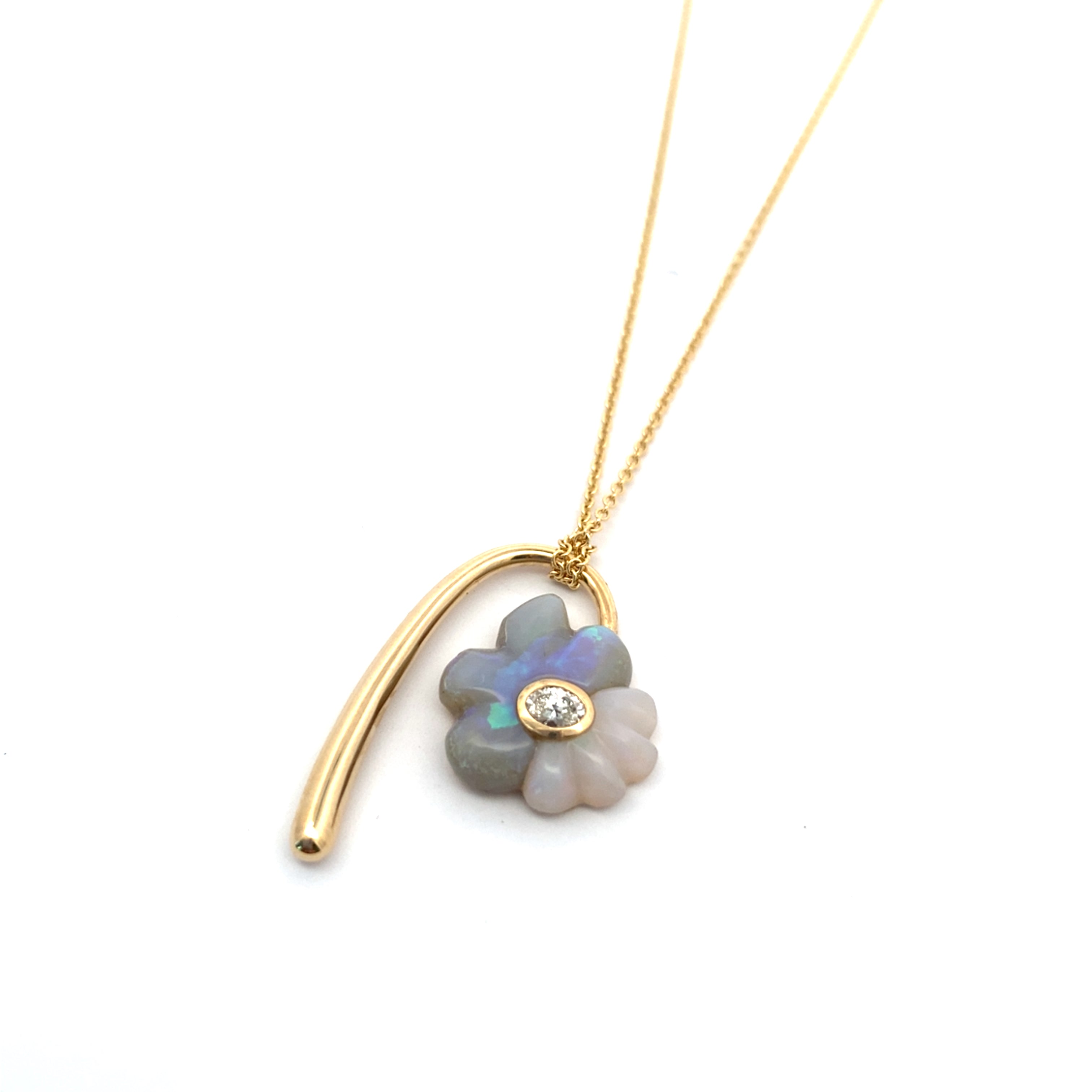 Petite Bonded Opal Flower Pendant