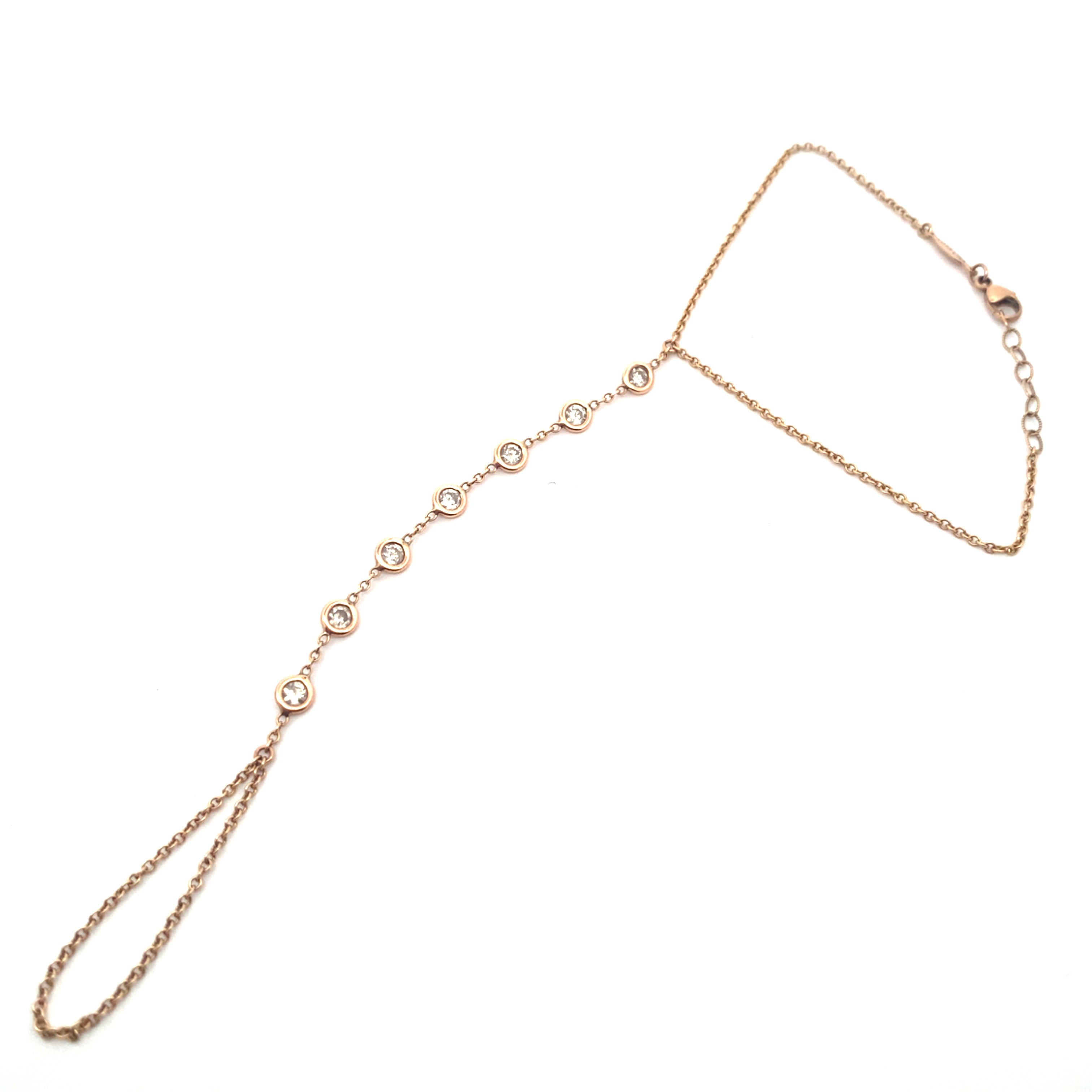 ROSE GOLD 7 LARGE ROUND DIAMOND FINGER BRACELET