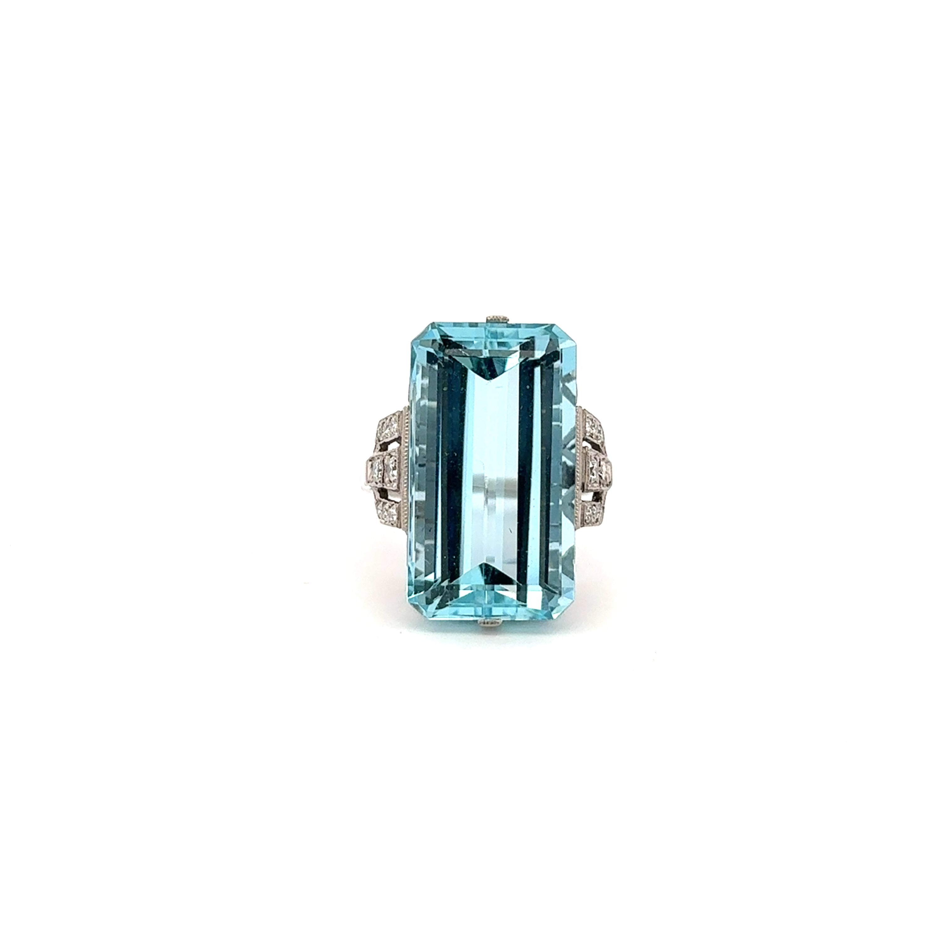 Vintage Aquamarine and Diamond Handmade Ring