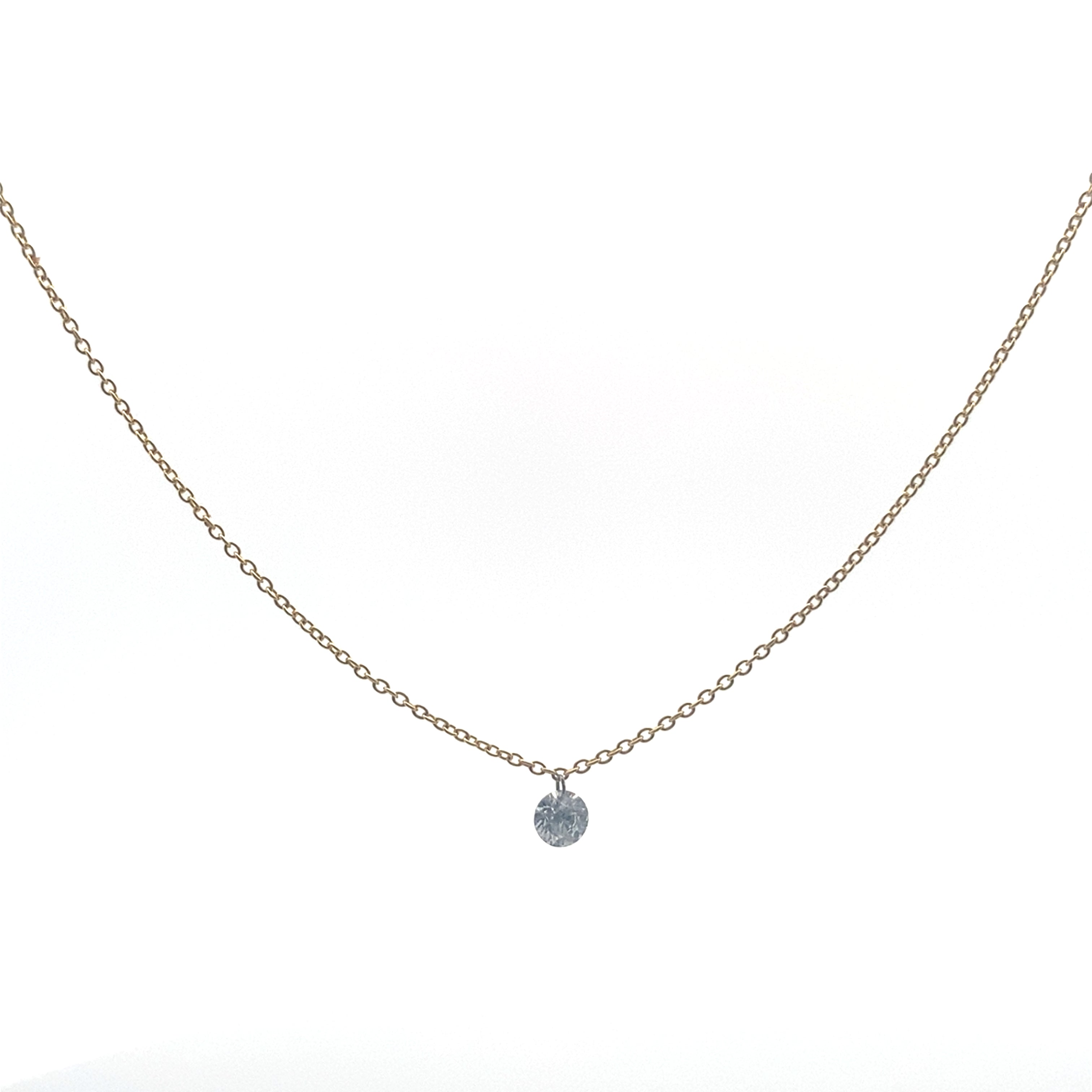 1 STONE ROUND DIAMOND FRINGE NECKLACE