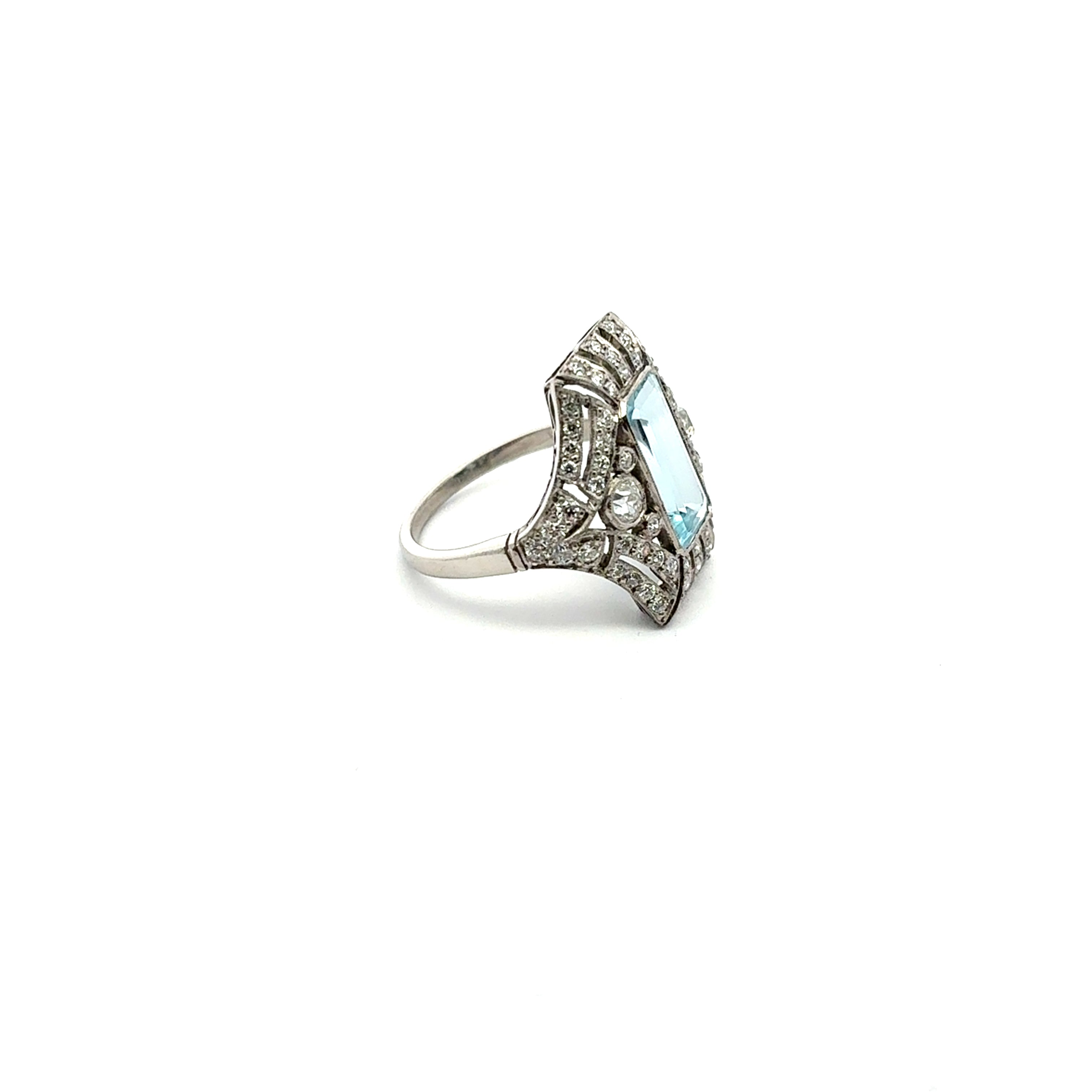 Vinage Aquamarine and Diamond Handmande Ring