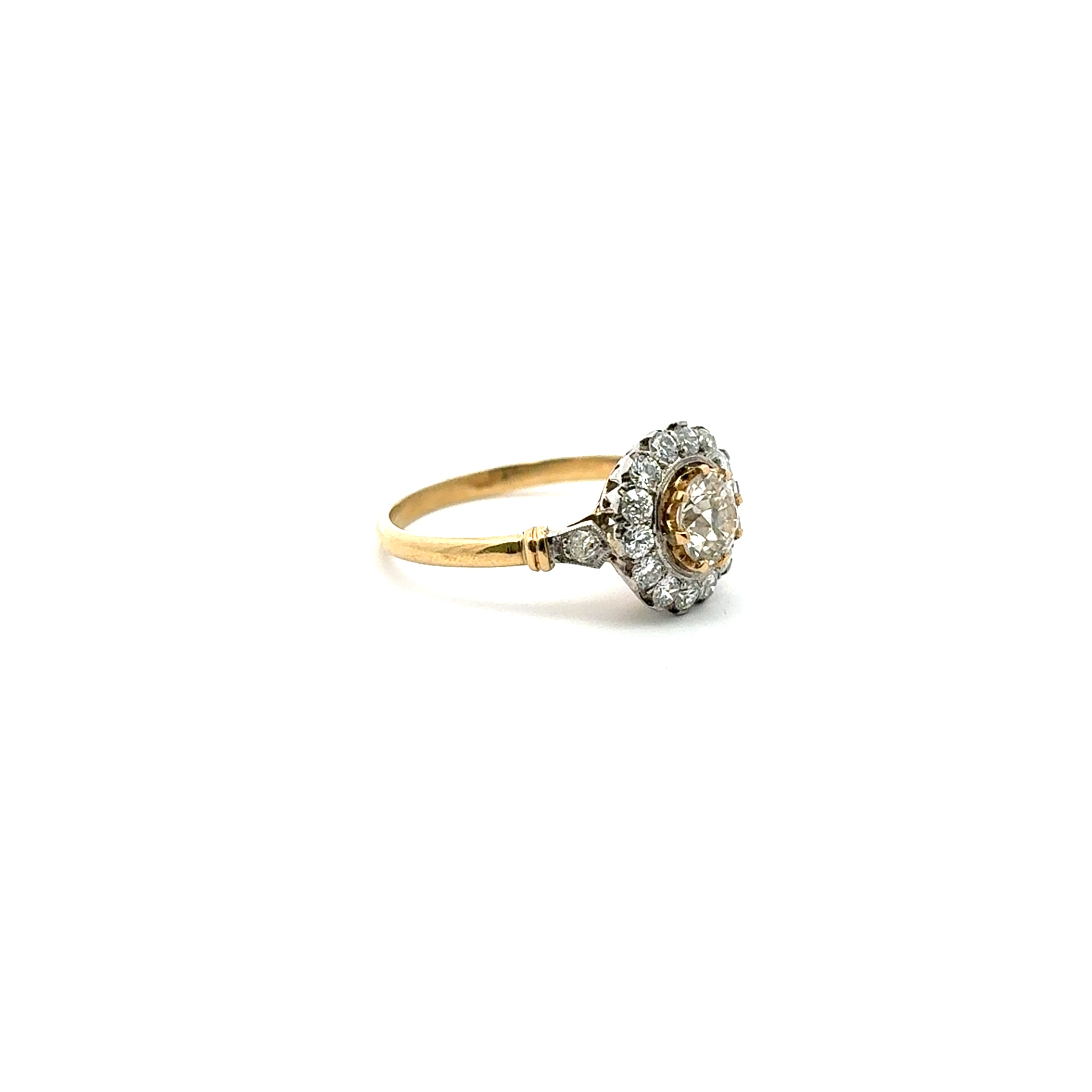 Vintage Fancy Yellow European Diamond Handmade Ring