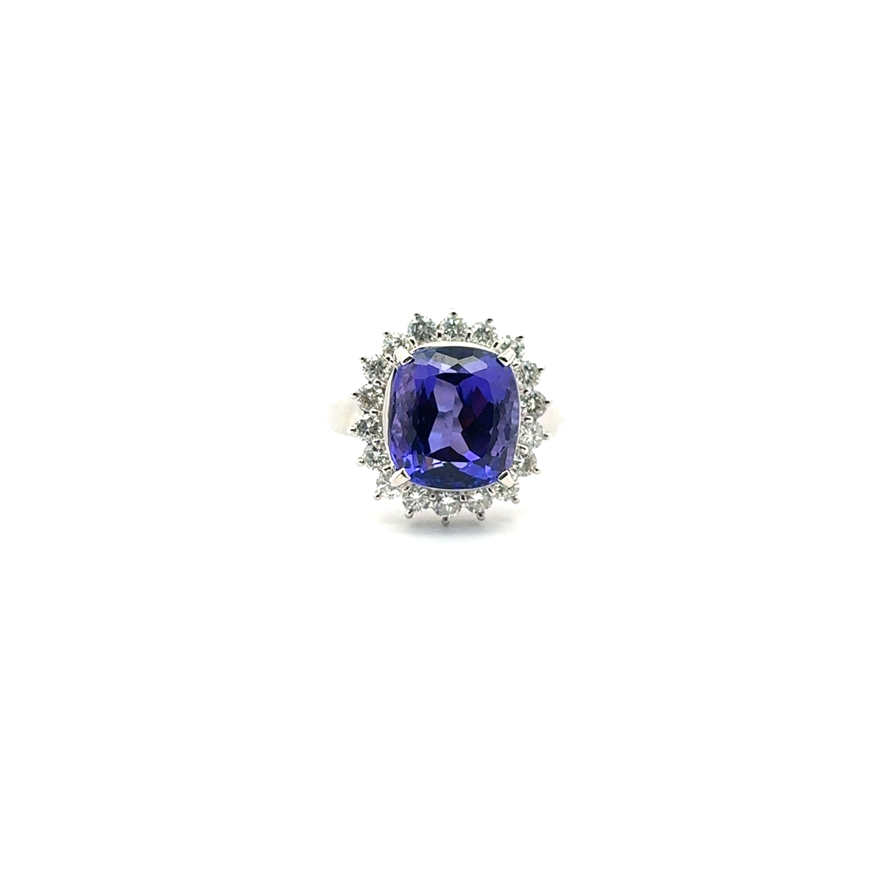 Vintage Tanzanite and Diamond Platinum Ring